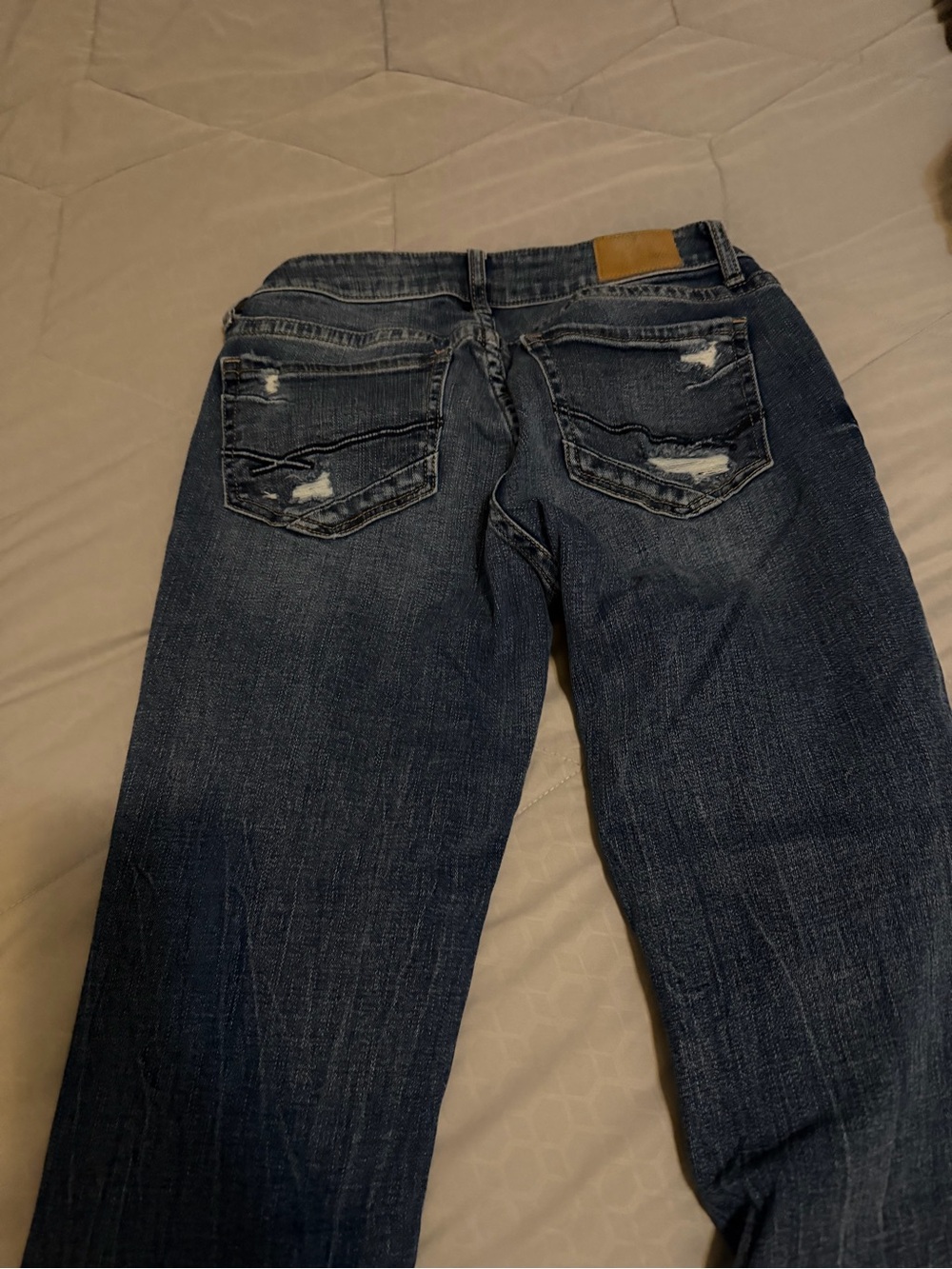 BKE Women's Dark Blue boot cut Distressed Jeans